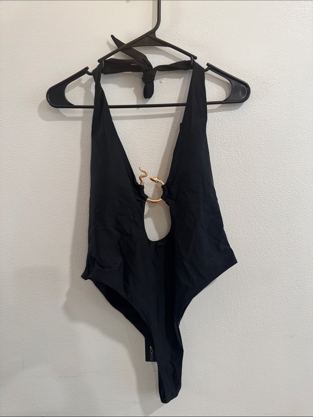 Fashion Nova Black One-Piece Golden Snake Swimsuit size XL - Picture 3 of 5